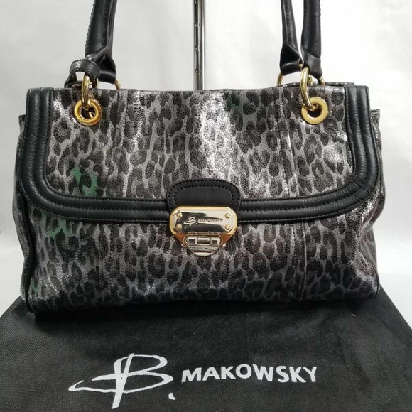 b. makowsky Handbags - B. Makowsky Black Leopard Print Satchel